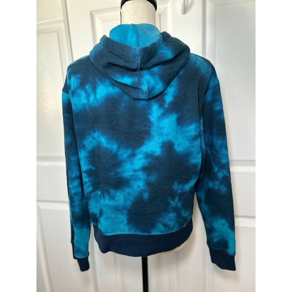 WOMENS CHAMPION ATHLETIC Blue Tie Dye Hoodie Sweatshirt‎ Logo Medium - Picture 3 of 6